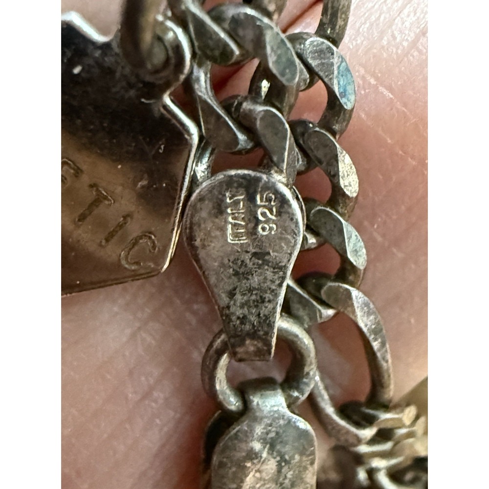 7" Made In Italy 925 Sterling Silver Chain Bracelet Diabetic Removable Charm